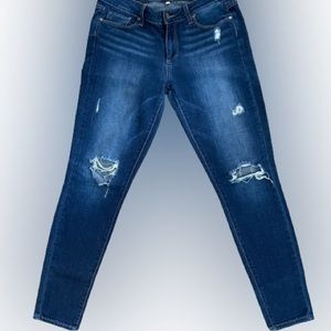 PAIGE Verdugo Ultra Skinny Distressed Mid-Rise Blue Denim Jeans EUC Size 30